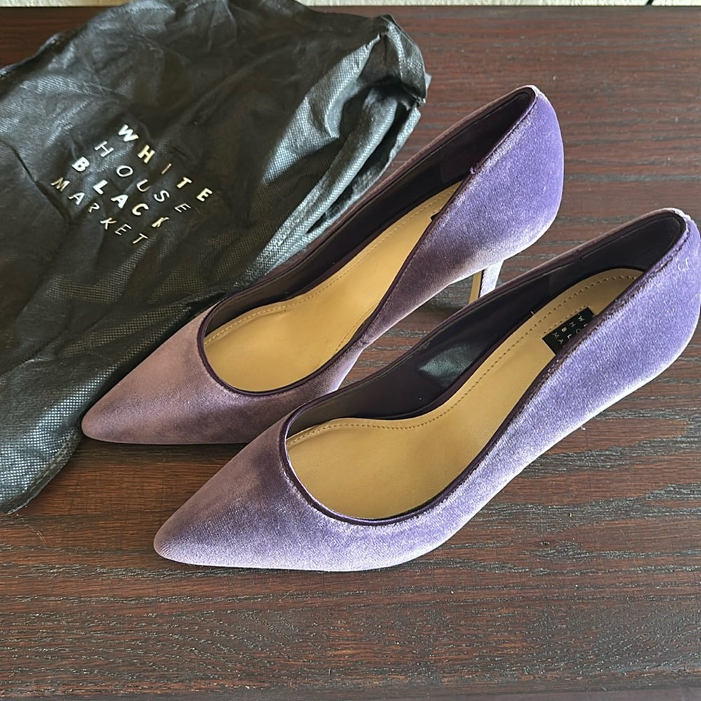 White House Black Market Purple Velvet Pumps